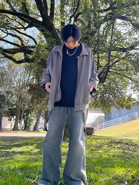 「cussil（クシル）の【cussil】TRストレッチルーズシルエットストレートパンツ/デニムパンツ（デニムパンツ、グレー系）」を使った、shuさん（メンズ・172cm）の夏コーディネート