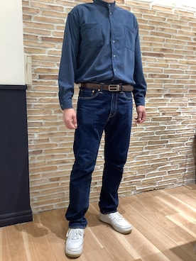「スタンドカラーシャツ」｜BRICK HOUSE シャツ工房 橋本アリオ店さん（メンズ・175cm）の冬コーディネート