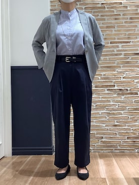 「TOKYO SHIRTS（トウキョウシャツ）のアウター 麻調ジャケット 七分袖 レディース（テーラードジャケット、グレー系）」を使った、BRICK HOUSE シャツ工房 橋本アリオ店さん（レディース・158cm）の夏コーディネート