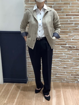 「アイテム（ビジネスシャツ）」を使った、BRICK HOUSE シャツ工房 橋本アリオ店さん（レディース・158cm）の秋コーディネート