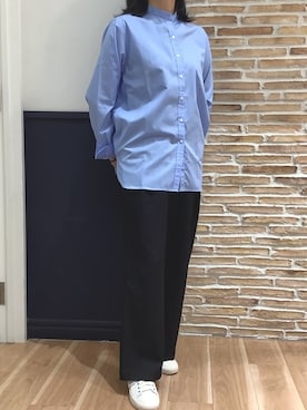 「スタンドカラーシャツ」｜BRICK HOUSE シャツ工房 橋本アリオ店さん（レディース・160cm）の夏コーディネート
