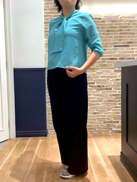「ボウタイブラウス」｜BRICK HOUSE シャツ工房 橋本アリオ店さん（レディース・163cm）の夏コーディネート