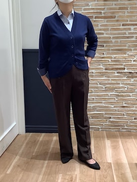 「アイテム（ビジネスシャツ）」を使った、BRICK HOUSE シャツ工房 橋本アリオ店さん（レディース・158cm）の秋コーディネート