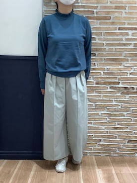 「TOKYO SHIRTS（トウキョウシャツ）のもちもち フリルネック プルオーバー（ニット/セーター）」を使った、BRICK HOUSE シャツ工房 橋本アリオ店さん（レディース・158cm）の秋コーディネート