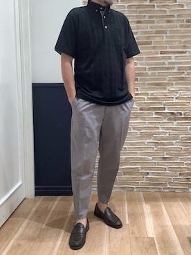 「アイテム（ポロシャツ）」を使った、BRICK HOUSE シャツ工房 橋本アリオ店さん（メンズ・163cm）の夏コーディネート