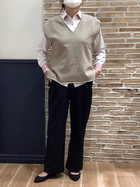 「アイテム（ビジネスシャツ）」を使った、BRICK HOUSE シャツ工房 橋本アリオ店さん（レディース・158cm）の秋コーディネート