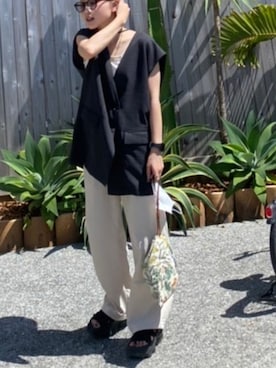 「yield（イールド）のアイテム」を使った、Mokaさん（レディース・152cm）の夏コーディネート
