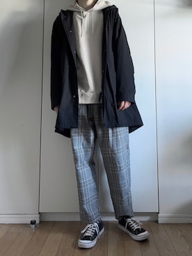 「Johnbull（ジョンブル）のアイテム（モッズコート）」を使った、yutomachiさん（メンズ・183cm）の春コーディネート