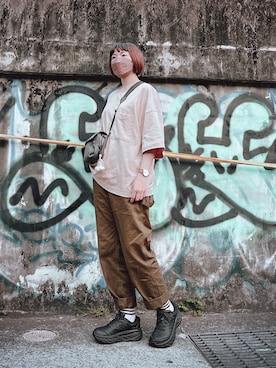 「oversize」｜「アイテム（その他シューズ）」を使った、plagemoさん（レディース・156cm）の春コーディネート