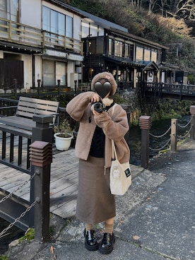 「BASICKS（ベイシックス）のアイテム（帽子）」を使った、しょうこさん（レディース・146cm）の冬コーディネート