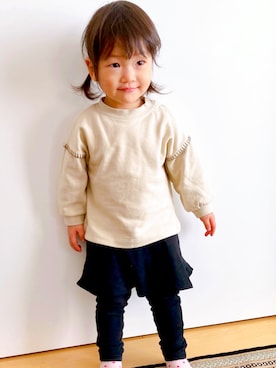 「おんなのこコーデ」｜「アイテム（スウェット）」を使った、HARUNAさん（キッズ・90cm）の冬コーディネート