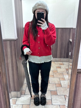 「アイテム（ハンチング/ベレー帽）」を使った、amuさん（レディース・155cm）の秋コーディネート