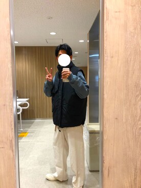 「WYM LIDNM（ウィム バイ リドム）の【WYM LIDNM】HEAVY WEIGHT WIDE SWEAT（スウェット、グリーン系）」を使った、わらびもちさん（メンズ・169cm）の冬コーディネート