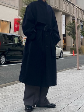「stein（シュタイン）のアイテム（チェスターコート）」を使った、RIO  さん（メンズ・176cm）の冬コーディネート