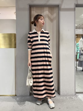 「ラガーシャツ」｜「アイテム（ワンピース/ドレス）」を使った、ONISHI_165cmさん（レディース・165cm）の春コーディネート