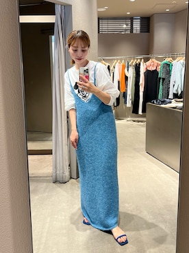 「SHENERY（シーナリー）のニットキャミドレス（ワンピース、ブルー系）」を使った、ONISHI_165cmさん（レディース・165cm）の夏コーディネート