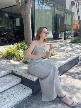「SHENERY（シーナリー）のカップ付リブロングワンピース（ワンピース、グレー系）」を使った、ONISHI_165cmさん（レディース・165cm）の夏コーディネート
