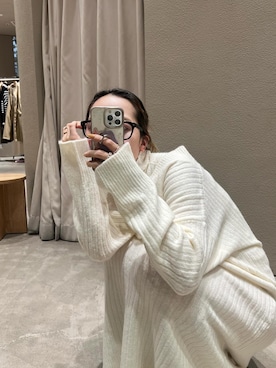 「SHENERY（シーナリー）のレイヤードニットワンピース（ワンピース、ホワイト系）」を使った、ONISHI_165cmさん（レディース・165cm）の冬コーディネート