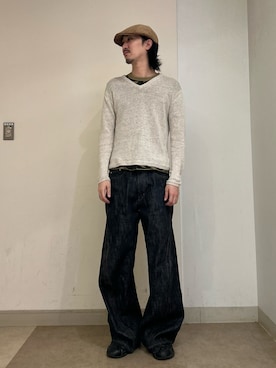 「アイテム（ハンチング/ベレー帽）」を使った、mutaさん（メンズ・182cm）の秋コーディネート