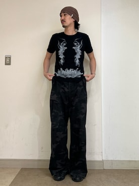 「アイテム（ニットキャップ/ビーニー）」を使った、mutaさん（メンズ・182cm）の夏コーディネート
