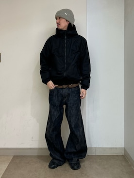 「アイテム（ニットキャップ/ビーニー、グレー系）」を使った、mutaさん（メンズ・182cm）の秋コーディネート