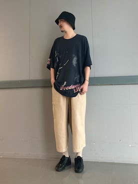 「日除け帽」｜mutaさん（メンズ・182cm）の夏コーディネート