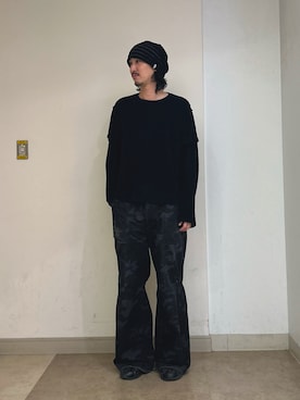「アイテム（ニットキャップ/ビーニー）」を使った、mutaさん（メンズ・182cm）の秋コーディネート