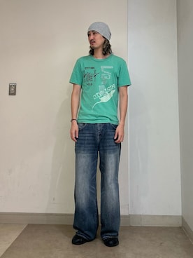 「アイテム（帽子）」を使った、mutaさん（メンズ・182cm・30代）の夏コーディネート