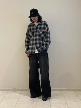 「KANGOL（カンゴール）のアイテム（帽子）」を使った、mutaさん（メンズ・182cm）の冬コーディネート