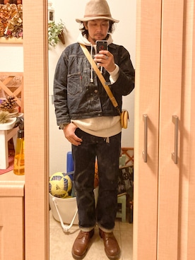「FAR EASTERN ENTHUSIAST（ファーイースタンエンスージアスト）のアイテム（腕時計）」を使った、tomolexさん（メンズ・172cm）の冬コーディネート