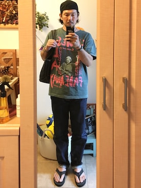 「STEVENSON OVERALL CO.（スティーブンソンオーバーオール）のアイテム（キャップ）」を使った、tomolexさん（メンズ・172cm）の秋コーディネート