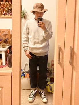 「アイテム（バングル/リストバンド、グリーン系）」を使った、tomolexさん（メンズ・172cm）の春コーディネート