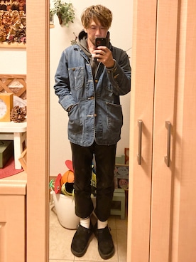 「アイテム（バングル/リストバンド）」を使った、tomolexさん（メンズ・172cm）の冬コーディネート