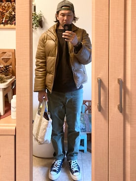 「THREE FACE（スリーフェイス）のアイテム」を使った、tomolexさん（メンズ・172cm）の冬コーディネート