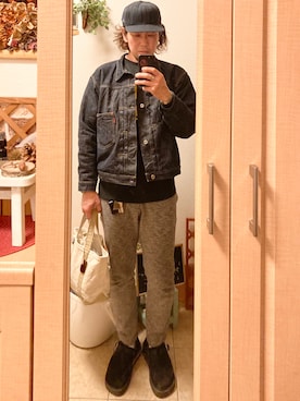 「グラミチ」｜「アイテム（デニムジャケット）」を使った、tomolexさん（メンズ・172cm）の春コーディネート
