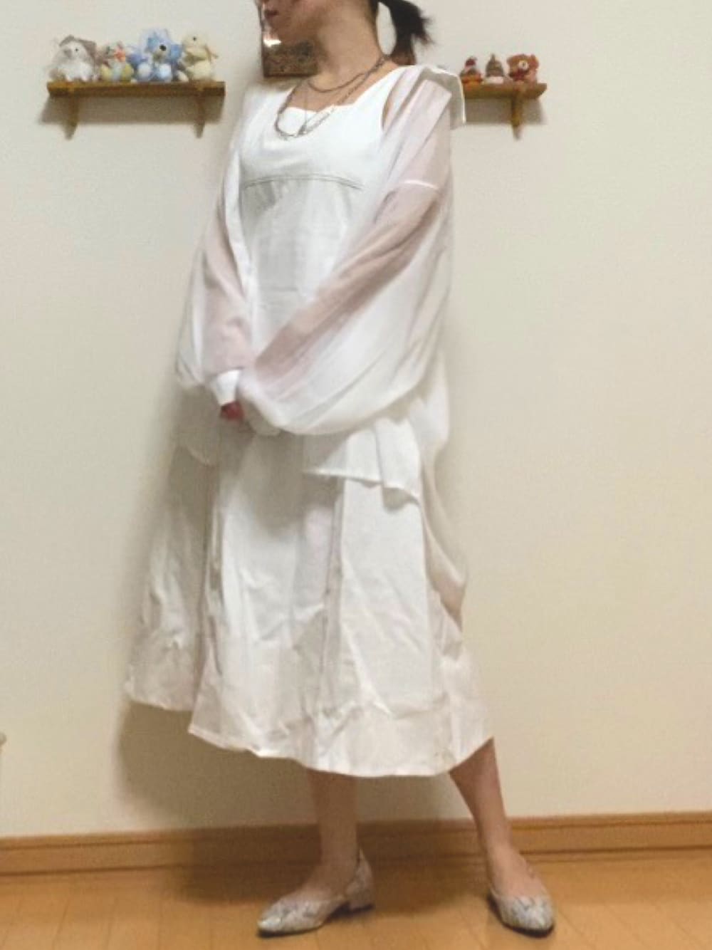 トクコ 未使用 透け感のある後ろ身頃が少し長い 前開きロングブラウス ロングシャツ ブラウス 大きいサイズ 夏 レディース 羽織 透け感