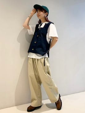 「YUYA × BeAMS DOT（ユウヤバイビームスドット）のアイテム（チノパンツ）」を使った、k a m e 𓅮さん（レディース・158cm）の春コーディネート