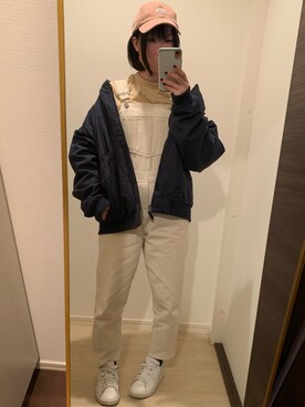 「ADAM ET ROPE'（アダムエロペ）のアイテム（オールインワン・サロペット）」を使った、yurika000さん（レディース・158cm）の春コーディネート