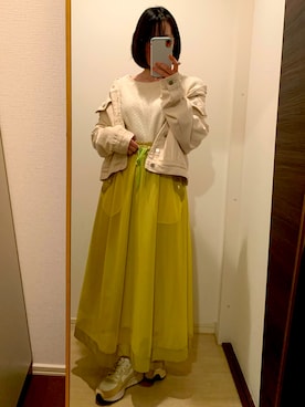 「coca（coca）（コカ）のアイテム（ノーカラージャケット）」を使った、yurika000さん（レディース・158cm）の春コーディネート