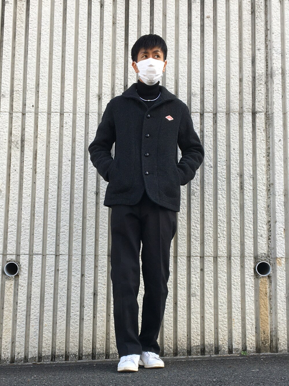 「ダントン、Danton、ウールモッサ、UNIQLO、UNIQLO U、ユニクロ、ユニクロユー、アディダス、adidas、スタンスミス、stan smith」｜「DANTONのDANTON / Wool Mosser（ブルゾン、グレー系）」を使った、shinyaさん（メンズ・172cm）の冬コーディネートの1枚目の写真