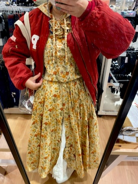 「古着女子」｜「アイテム（MA-1）」を使った、ありささん（レディース・153cm）の冬コーディネート