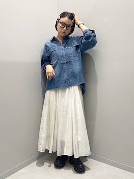 「デニムシャツ」｜kinacoさん（レディース・158cm）の秋コーディネート