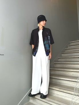 「tk.TAKEO KIKUCHI（ティーケータケオキクチ）のアイテム（その他シューズ）」を使った、SSさん（メンズ・178cm）の夏コーディネート