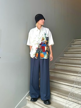 「tk.TAKEO KIKUCHI（ティーケータケオキクチ）のアイテム（その他シューズ）」を使った、SSさん（メンズ・178cm）の夏コーディネート