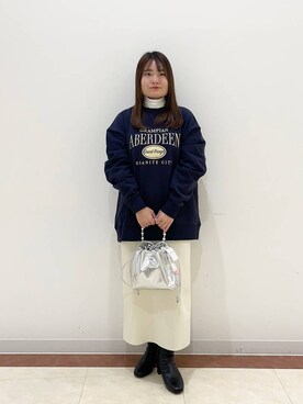 「LOWRYS FARM（ローリーズファーム）のスポンディッシュタイトスカート 116713（スカート、ホワイト系）」を使った、hono0427さん（レディース）の冬コーディネート
