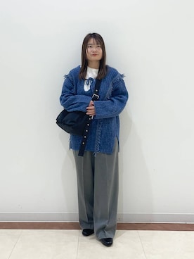 「LOWRYS FARM（ローリーズファーム）の２ＷＡＹフリンジメランジＬＳ　116690（Tシャツ/カットソー、ブルー系）」を使った、hono0427さん（レディース）の冬コーディネート
