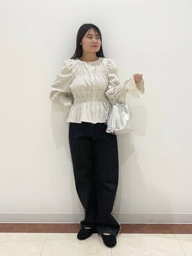 2WAYシャーリングブラウスロングスリーブ 116627を使った人気
