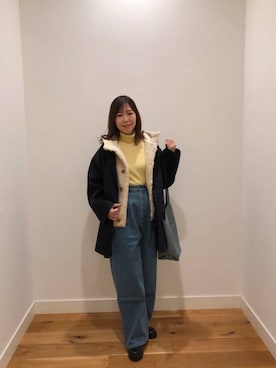 「GYMPHLEX（ジムフレックス）のGYMPHLEX　BOA HOODED VEST（その他アウター）」を使った、aiitouさん（レディース・158cm）の冬コーディネート