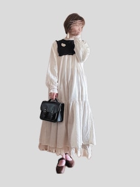 「スカラップ」｜「アイテム（ワンピース/ドレス）」を使った、Moonさん（レディース・156cm）の春コーディネート
