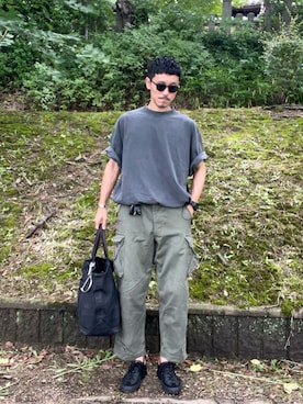 「アイテム（カーゴパンツ）」を使った、ys3859さん（メンズ・176cm・30代）の夏コーディネート